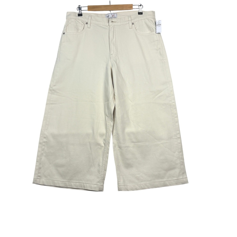NWT Gap Women Baggy Mid Rise Wide Leg Jeans Crop Ecru Off-White Denim Sz 31 12R - Picture 3 of 15